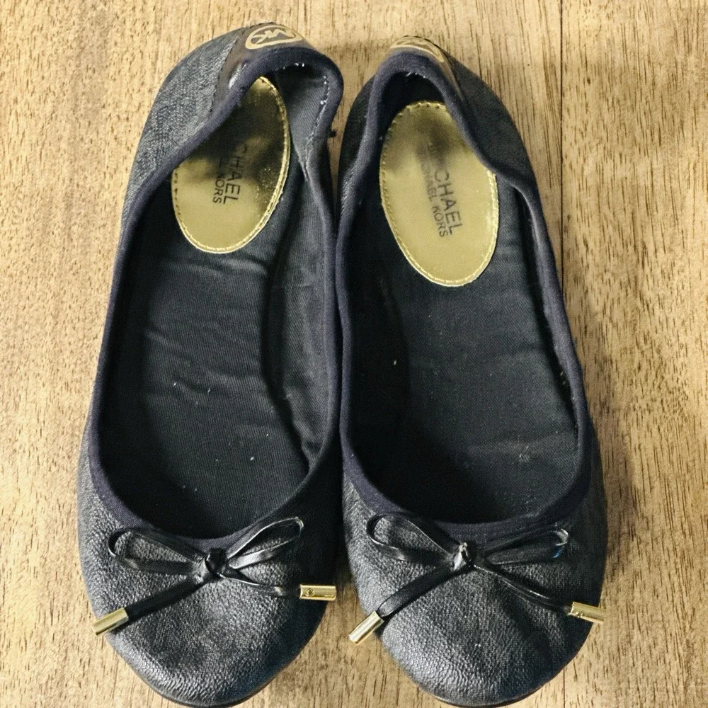 Michael Kors Women's Flat  Shoes   Melody Ballet‎ Signature Black Size 7.5